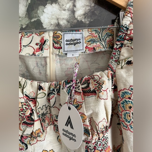 $725 Autumn Adeigbo Women's Beige Catira Puff-Sleeve Bustier Mini Dress sz 6 NEW - Picture 8 of 12